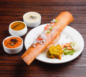 Mexican Roast Dosa (Served with Cocunut Chutney, Red Chutney and sambar)