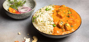 Paneer Butter Masala [2 Pieces]  + Jeera Rice + Pickle + Salad