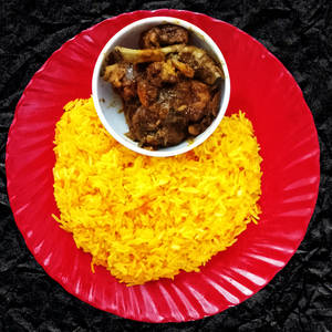 Basanti Pulao With Chicken Kasha