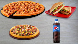 Large Spicy Chicken Pizza + Small Chicken Rocket Pizza + Chicken Sandwich