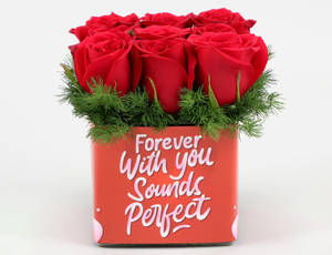 Red Roses In Forever With You Sticker Vase