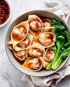 Chicken Sichuan Wantons Steamed [Tossed In Chilli Olive Oil]