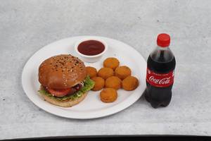 Crispy Veg Burger + Cheese Jalapeno Poppers [8 Pieces] + Coke [250ml]