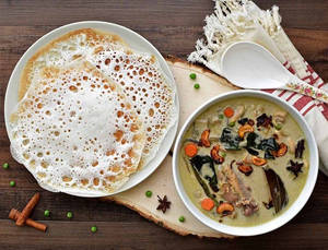 Appam With Chicken Stew