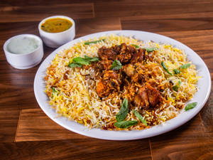 Chicken Hyderabadi Dum Biryani with Mirch ka Salan