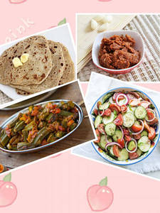 Bhindi Fry (250 Ml)+3 Pcs Butter Partha+ Salad+ Lasun Chutney