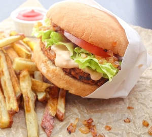 Veg Burger With Fries