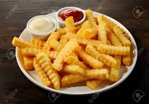 Cheesy Crinkle French Fries With Free Dip