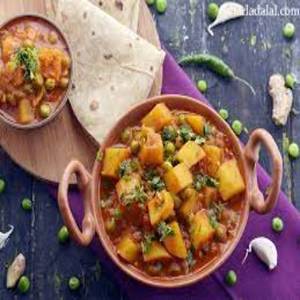 Jain Aloo Matar Semi Dry