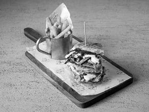 Roasted Peppers, Smoked Aubergine And Mozzarella In Grilled Ciabatta