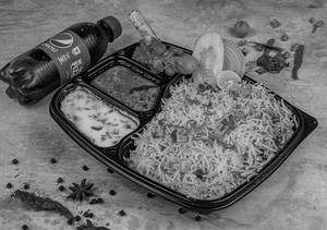 Biryani Rice (half) + Mutton Fry (3 Pcs) + Pepsi (500 Ml)