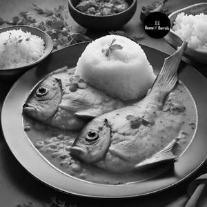 Pomfret In Madras Curry Sauce With Mashed Potato & Herb Rice