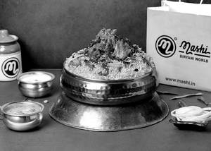 Hyderabadi Mutton Dum Biryani + Raita + Pyaz 