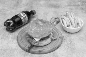 Non Veg Burger + French Fries + Drinks [250 Ml]