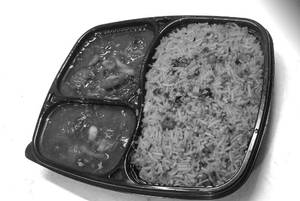 Veg Fried Rice With Veg Manchurian Gravy