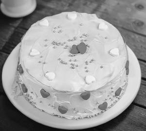 White pink with heart cream cake