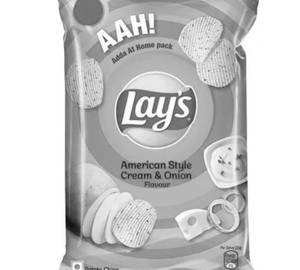 Lays Potato Chips - American Style Cream & Onion Flavour, Crunchy Snacks, 90 G