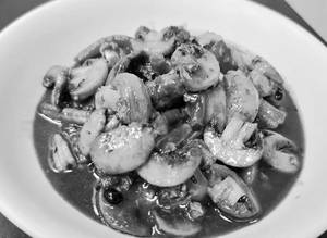 Chinese Greens And Mushroom In Ginger Soy Sauce