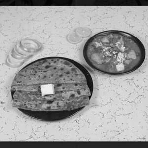 Sattu Butter Paratha   2 Pcs, Chokha, Chatni, Salad