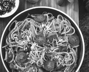 Spaghetti Arabiatta With Red Bell Pepper