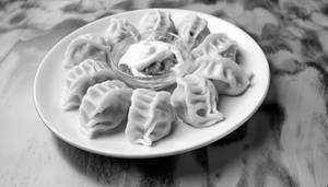 Veg Steamed Momos [8 Pieces] With Schezwan And Mayo Dip