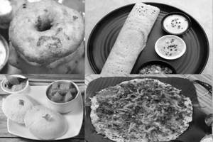 Sfc Special Platter-3.  1 Masala Dosa, 1 Uttapam, 1 Medu Vada, 1 Idli