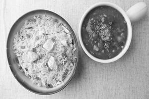 Chicken Fried Rice With Chicken Spicy Coriander Gravy