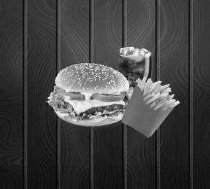 Veg Cheese Burger With Fries [regular] And Thums Up [250 Ml]