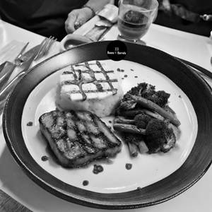 Tofu Steak With Grilled Veg And Mashed Potato