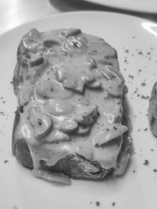 Scarmoza French Toast & Sauteed Mushrooms