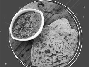 Sev Tamatar Sabji With 3 Tawa Paratha [serves 1]