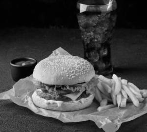 Burger, French Fries & Soft Drink