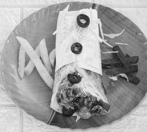 Chicken Black Olives Open Shawarma