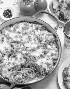 Exotic Veg Tetrazini Al Olio Baked With Spaghetti Cheese Sauce