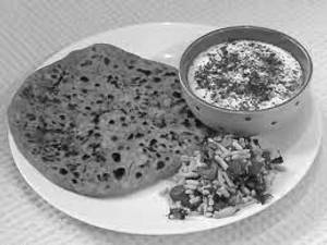 2 Sev Paratha With Raita And Achar [serves1]