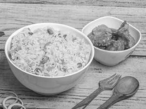 Veg Fried Rice With Chicken Kosha(2Pcs)