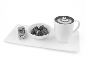 Café Mocah With Kaju Pakoda And Kashmir Kalakand Burfi