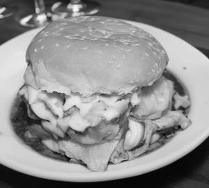 Chicken momo cheese burger