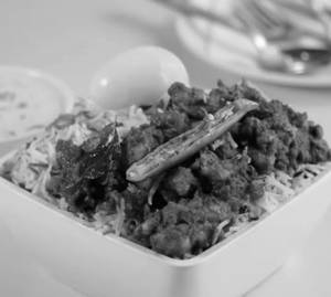Egg biryani with half chicken kabab