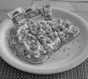Corn and cheese pizza