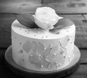Aqua Blue Cream Cake White Rose