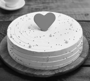 Red heart centered cake
