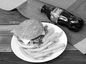 Veg Burger with French Fries  and coke (250ml)
