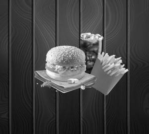 Spicy Paneer Burger With Fries [regular] And Thums Up [250 Ml]