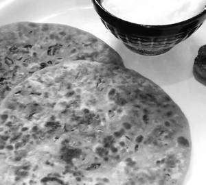 Aloo Payaz Prantha With creamy curd Spicy Green Mirchi Achar