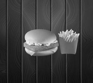 Paneer Cheese Burger With French Fries