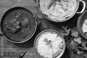 Mutton Curry with Rice and Roti Combo