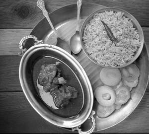 Basanti pulao and mutton kosha combo