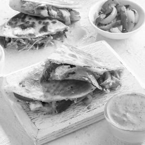 Harissa paneer & cheese quesadillas