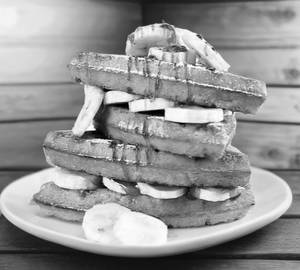 Banana caramel waffle